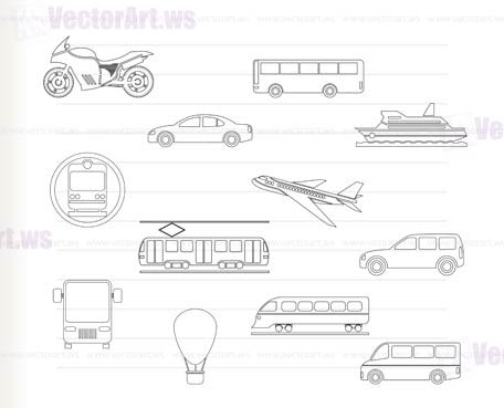 Travel and transportation of people icons - vector icon set