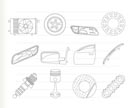 Realistic Car Parts and Services icons - Vector Icon Set 1