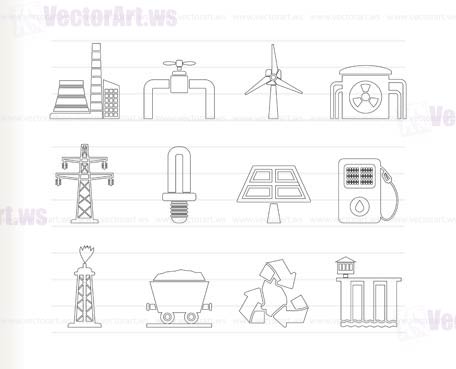 Power and electricity industry icons - vector icon set