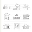 different kind of houses and buildings - Vector Illustration 1