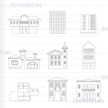 different kind of houses and buildings - Vector Illustration 2