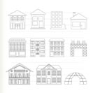 different kinds of houses and buildings - Vector Illustration