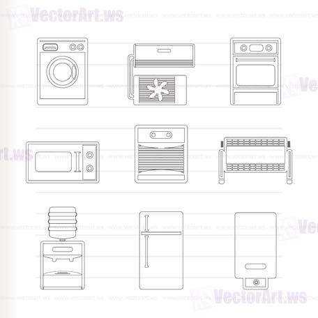 Home electronics and equipment icons - vector icon set