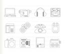 electronics, media and technical equipment icons - vector icon set