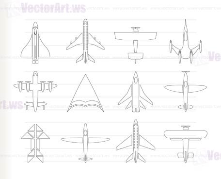 different types of plane icons - vector icon set