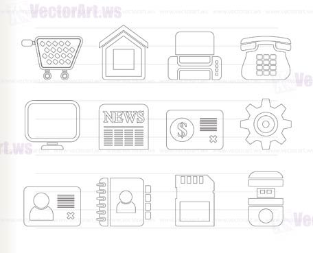 Business, office and website icons - vector icon set