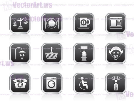 Roadside, hotel and motel services icons  - vector icon set
