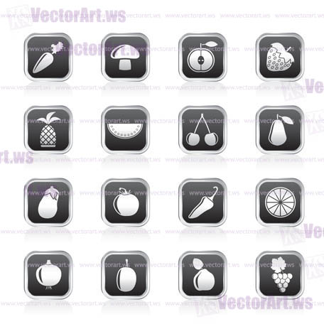 Different kinds of fruits and Vegetable icons - vector icon set