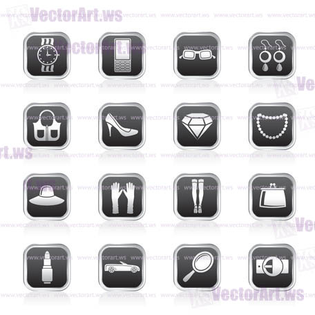 woman and female Accessories icons - vector illustration