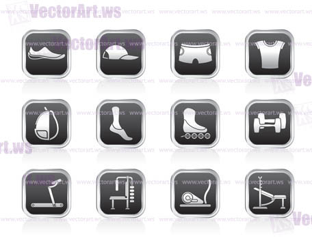 sports equipment and objects icons - vector icon set 1