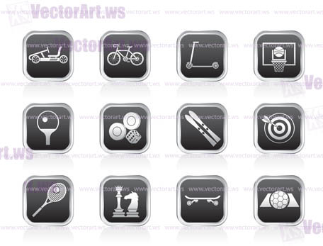 sports equipment and objects icons - vector icon set 2