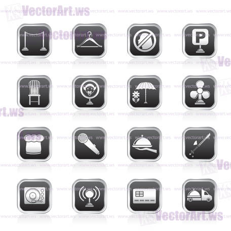 restaurant, cafe, bar and night club icons - vector icon set