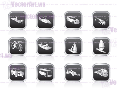 different kind of transportation and travel icons - vector icon set