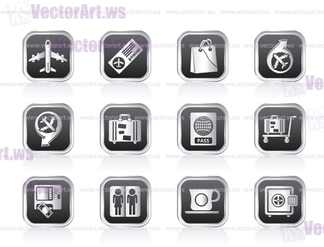 airport, travel and transportation icons 1 - vector icon set