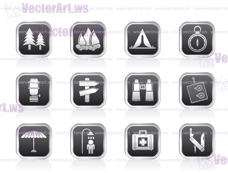 Camping, travel and Tourism icons - vector icon set