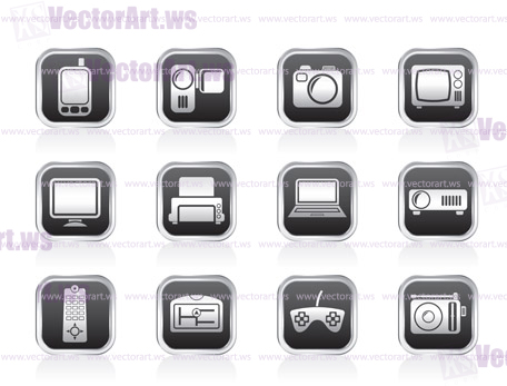 Hi-tech technical equipment icons - vector icon set