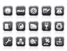 car parts, services and characteristics icons - vector icon set