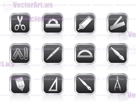 school and office tools icons- vector icon set