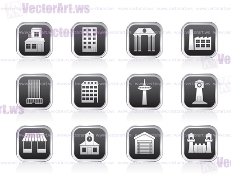 different kind of building and City icons - vector icon set