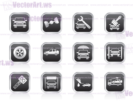 auto service and transportation icons - vector icon se