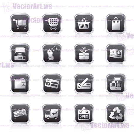 Simple Online Shop icons - Vector Icon Set