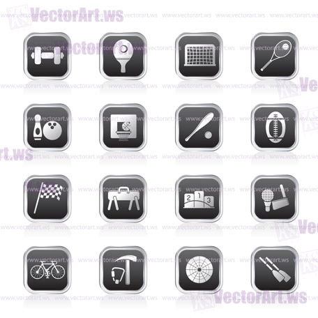 Simple Sports gear and tools icons - vector icon set