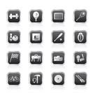 Simple Sports gear and tools icons - vector icon set