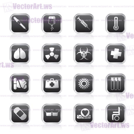 collection of  medical themed icons and warning-signs - Vector Icon Set