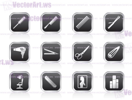 hairdressing, coiffure and make-up icons - vector Icon Set