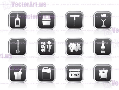 Wine and drink Icons - Vector Icon Set