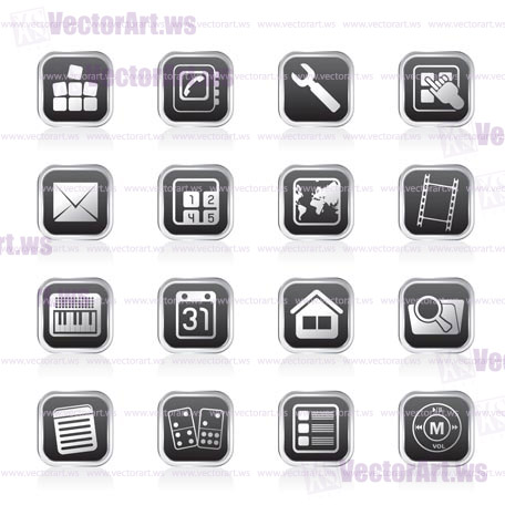 Mobile Phone and Computer icon - Vector Icon Set