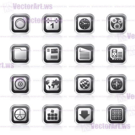 Mobile Phone, Computer and Internet Icons - Vector Icon Set