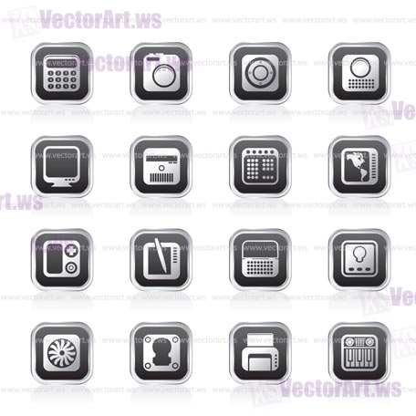 Hi-tech and technology equipment - vector icon set 4