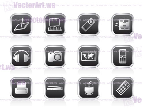 Hi-tech technical equipment icons - vector icon set 3