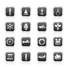 Simple Marine, Sailing and Sea Icons - Vector Icon Set