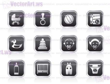 Child, Baby and Baby Online Shop Icons - Vector Icon Set