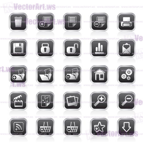 25 Simple Realistic Detailed Internet Icons - Vector Icon Set