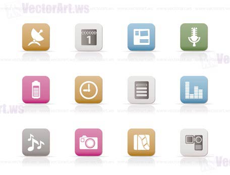 Mobile phone performance icons - vector icon set