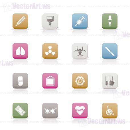 collection of  medical themed icons and warning-signs vector icon set