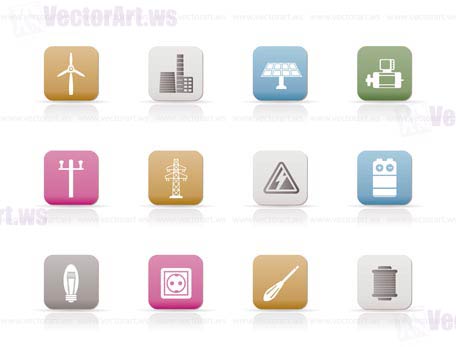 Electricity and power icons - vector icon set