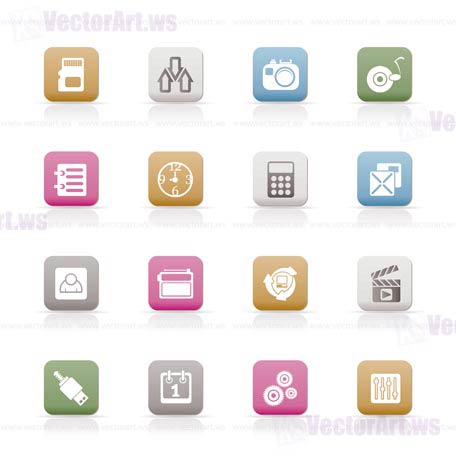 phone  performance, internet and office icons - vector icon set