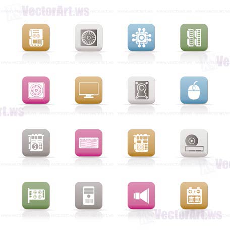 Computer  performance and equipment icons - vector icon set