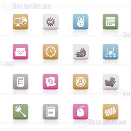 Computer, mobile phone and Internet icons -  Vector Icon Set