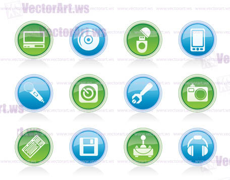 Computer and mobile phone Equipment Icons - Vector Icon Set