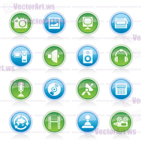 Media and household  equipment icons - vector icon set