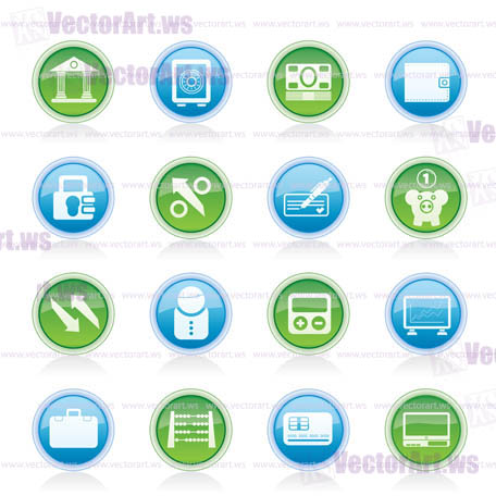 Bank, business and finance icons - vector icon set