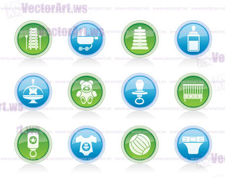Child, Baby and Baby Online Shop Icons - Vector Icon Set