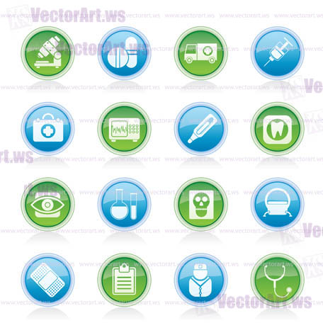 medical, hospital and health care icons - vector icon set