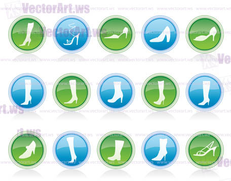 shoe and boot icons - vector icon set