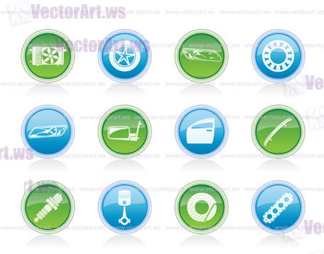 Realistic Car Parts and Services icons - Vector Icon Set 1